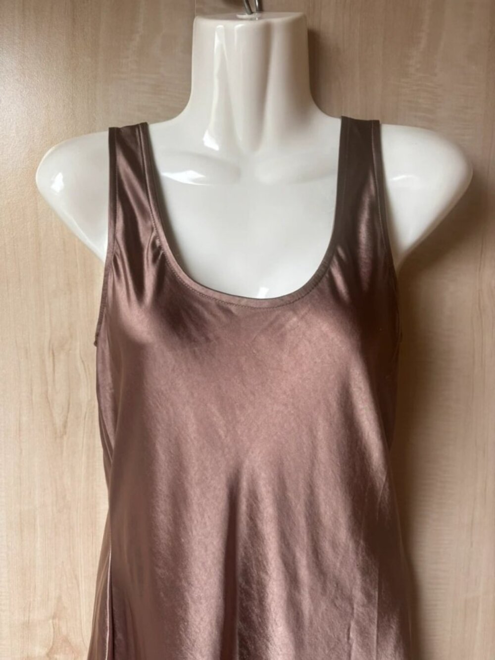 Elegant Dusty Rose Satin Midi Slip Dress